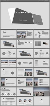 创意三角与梯形拼接 打造高级感灰色商务PPT模板